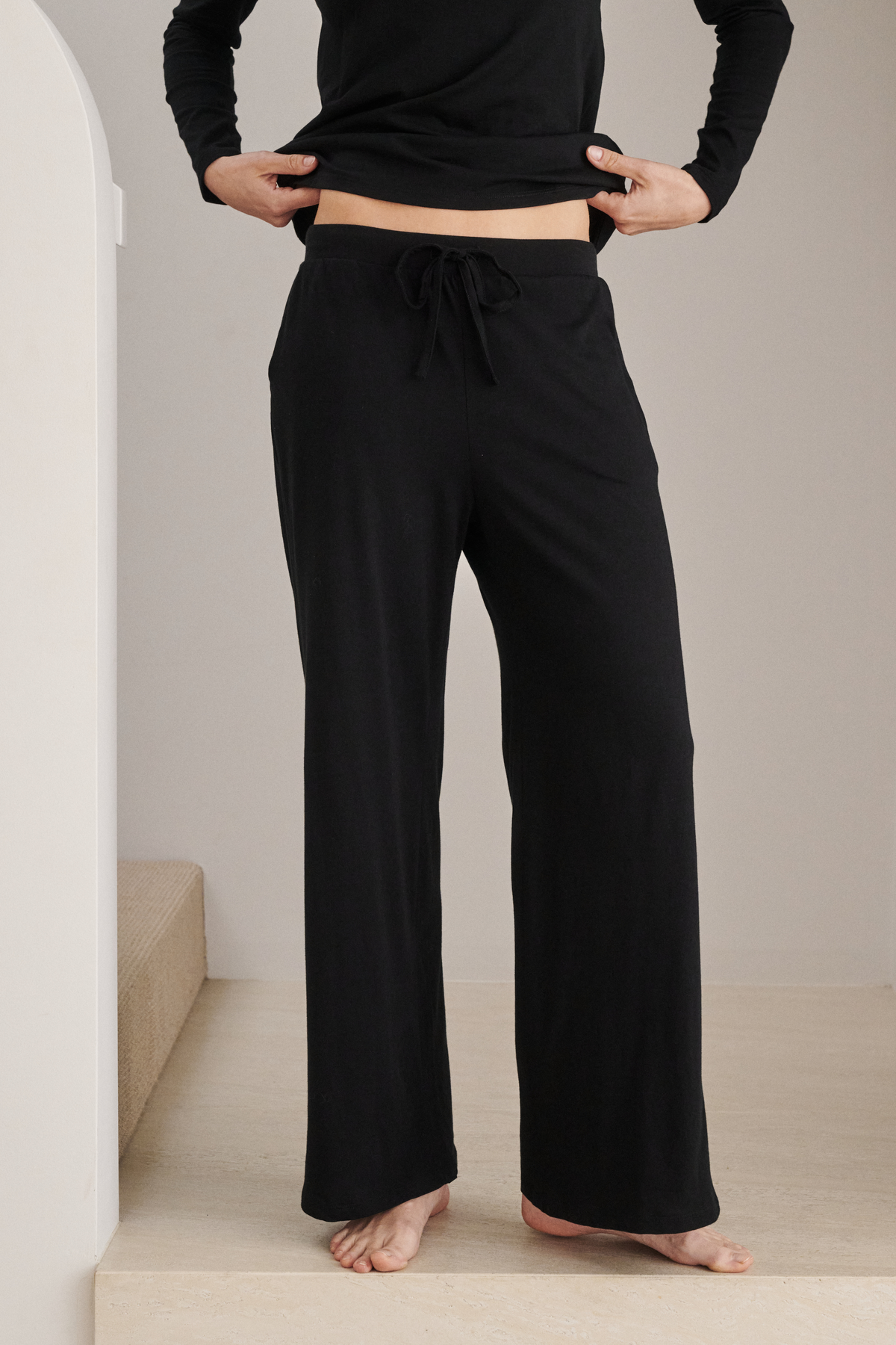 Shelf bra lounge PJ set - Jet black