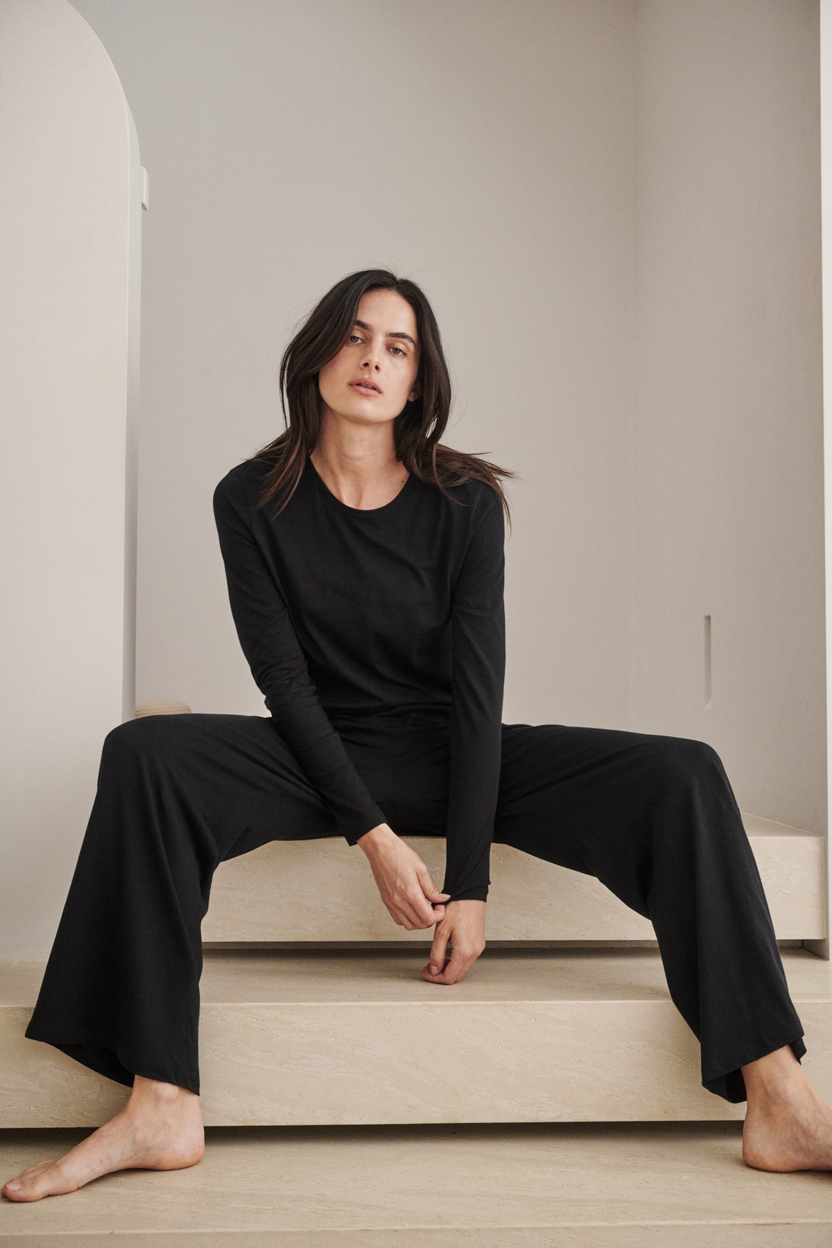 Shelf bra lounge PJ set - Jet black