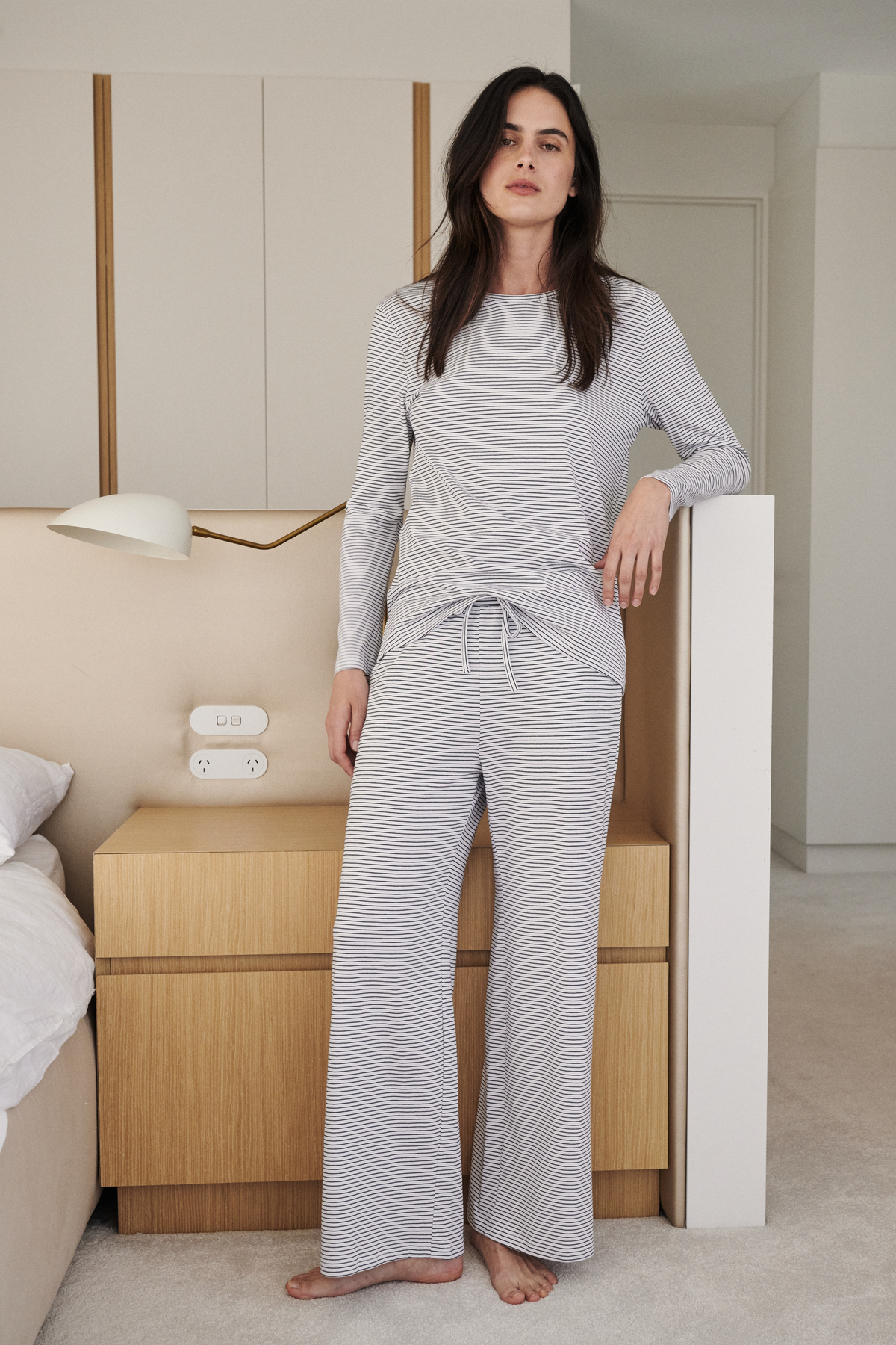 Long sleeve tee PJ set - Navy stripe