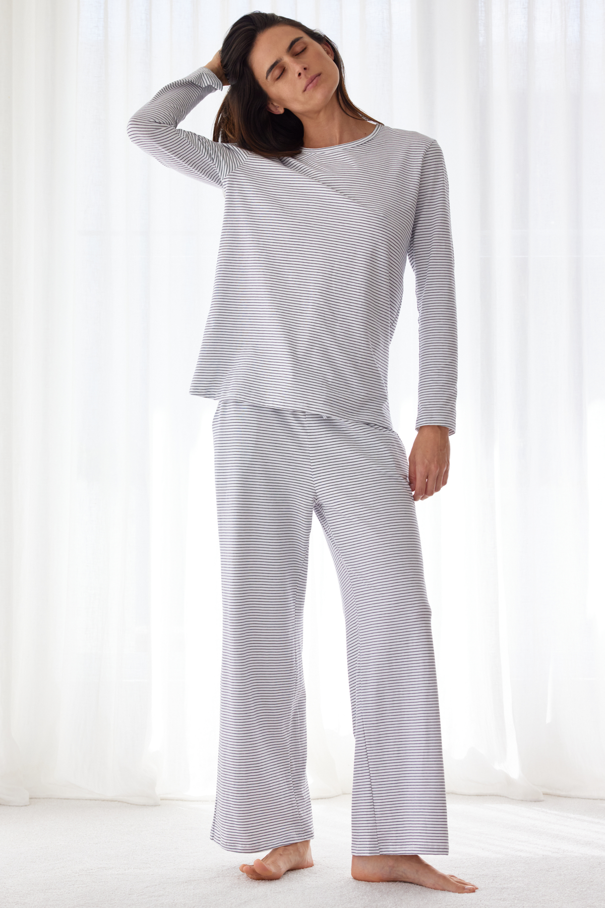 Long sleeve tee PJ set - Navy stripe