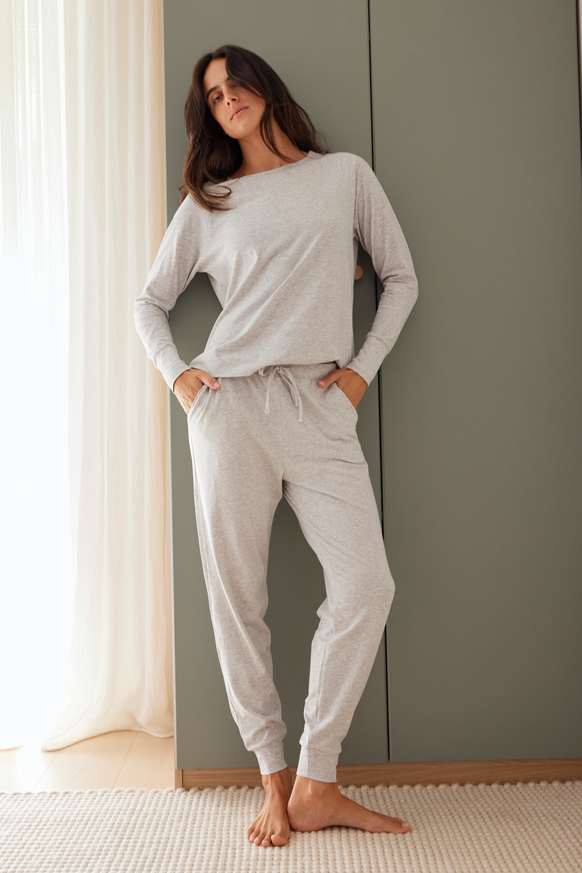 Raglan top - Cool grey marle