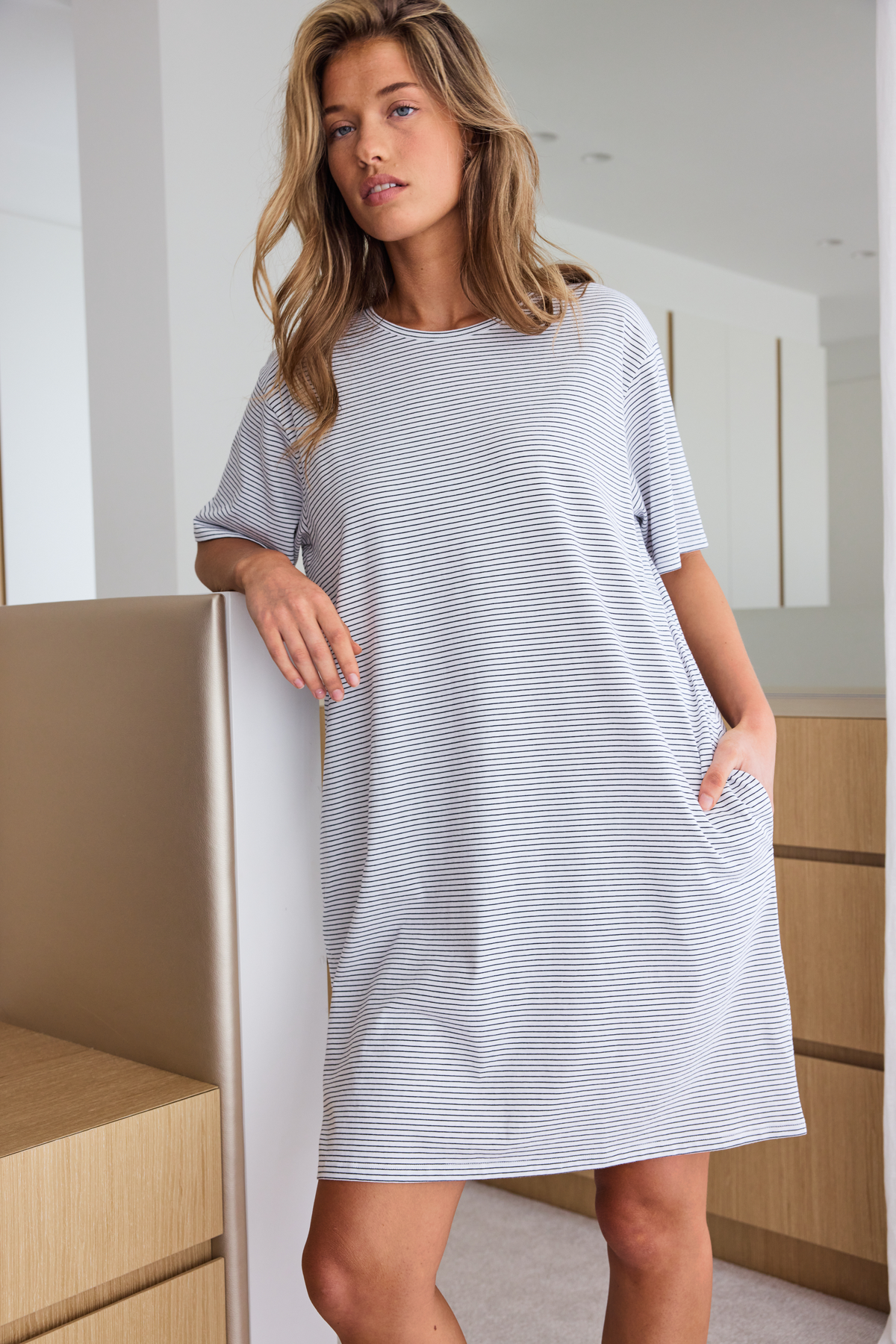 Boxy tee dress - Navy stripe