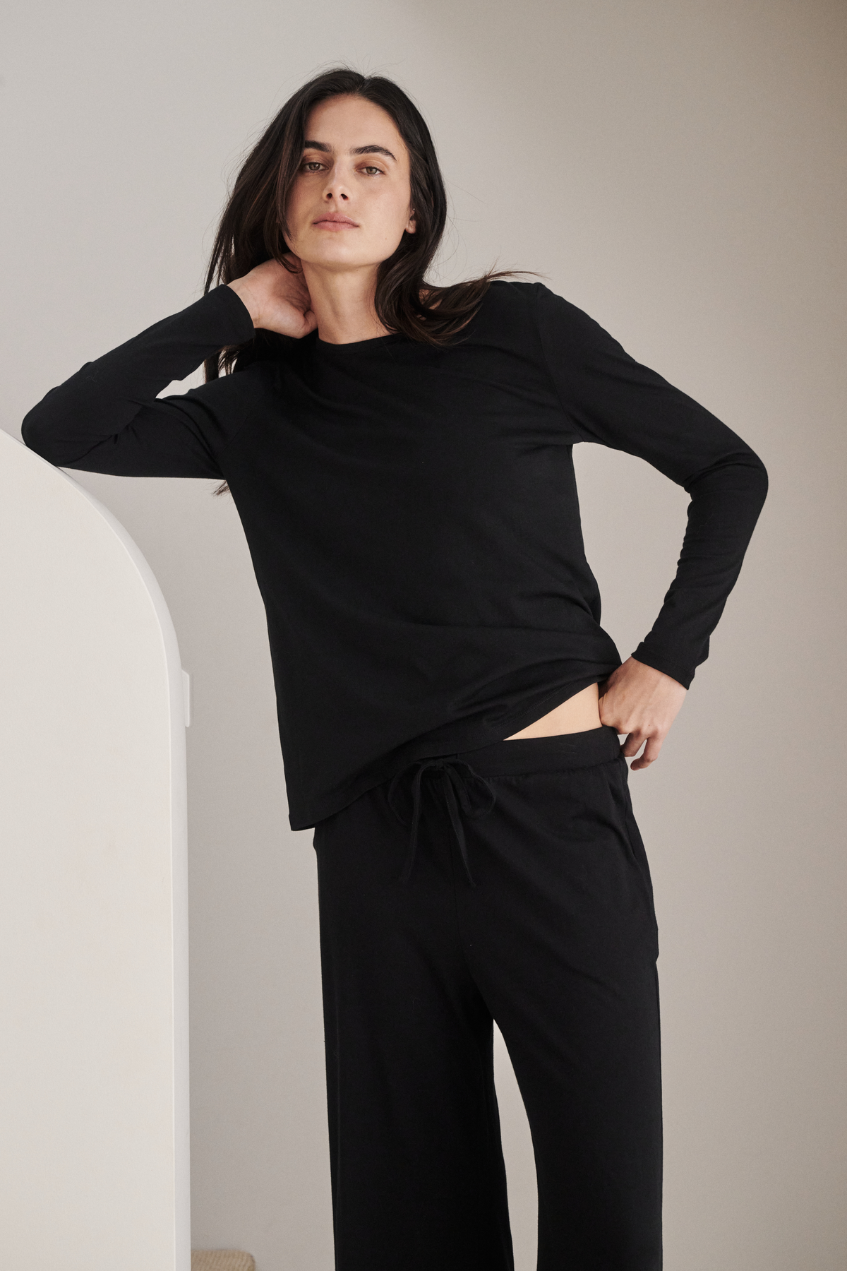 Shelf bra lounge PJ set - Jet black