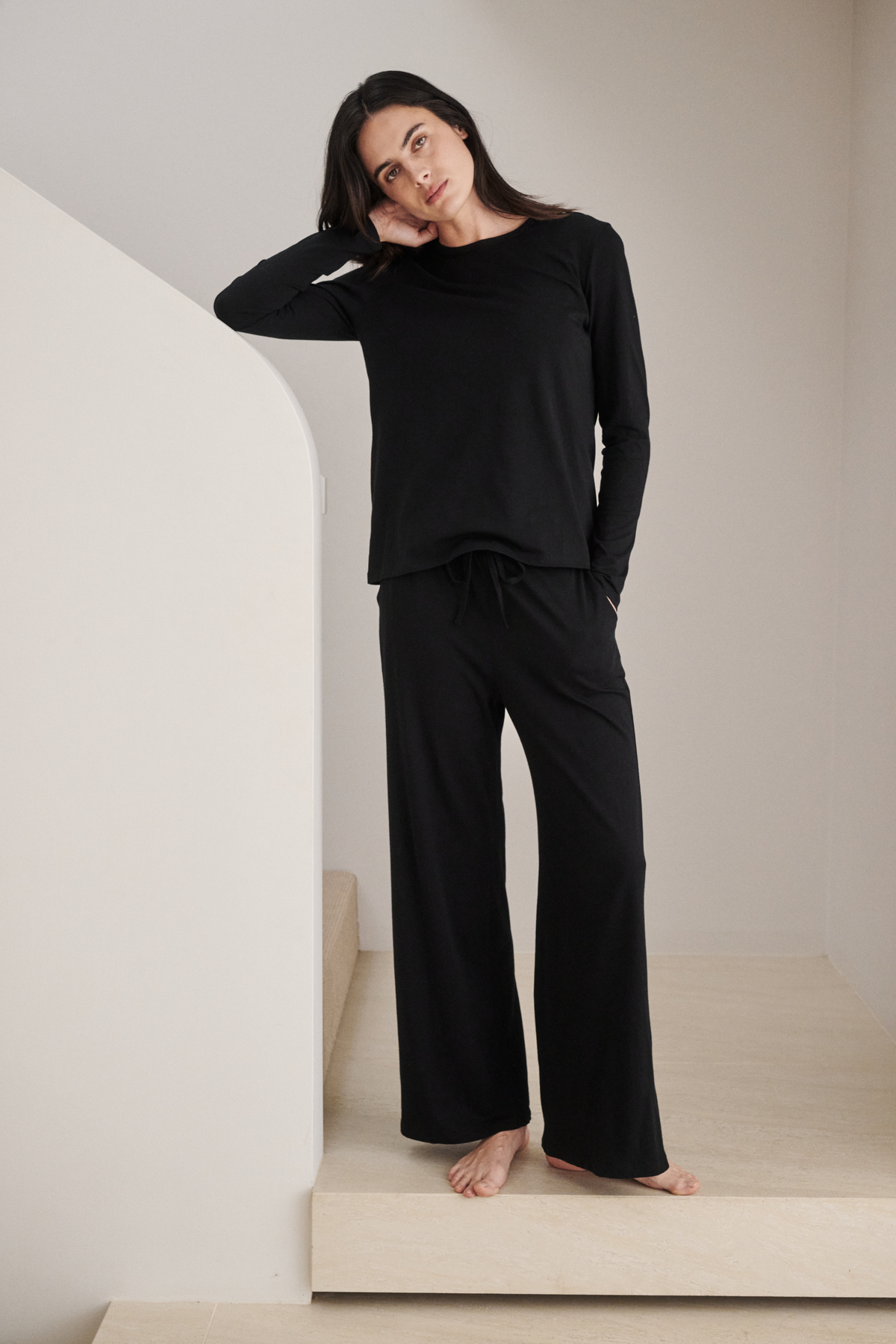 Shelf bra lounge PJ set - Jet black