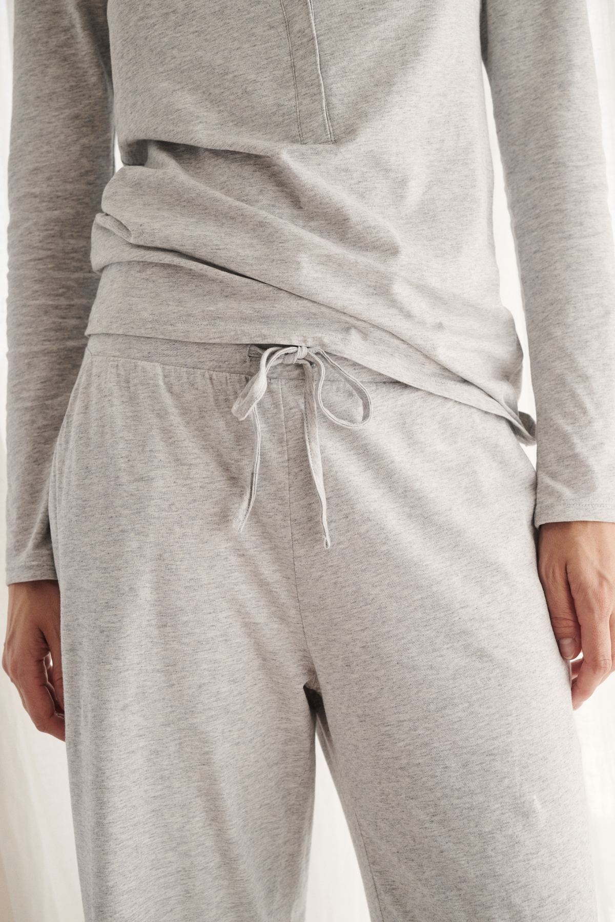 Button down lounge PJ set - Cool grey marle