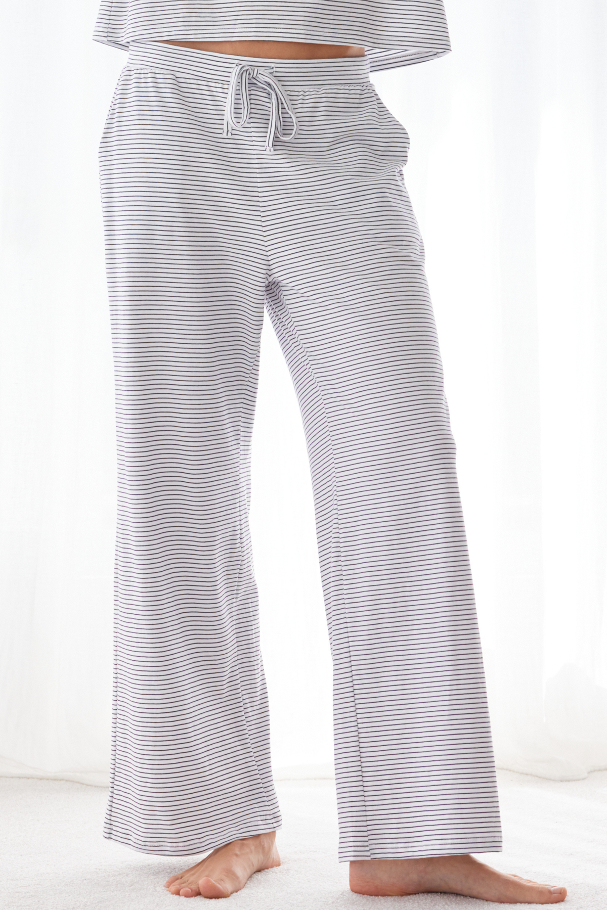 Long sleeve tee PJ set - Navy stripe
