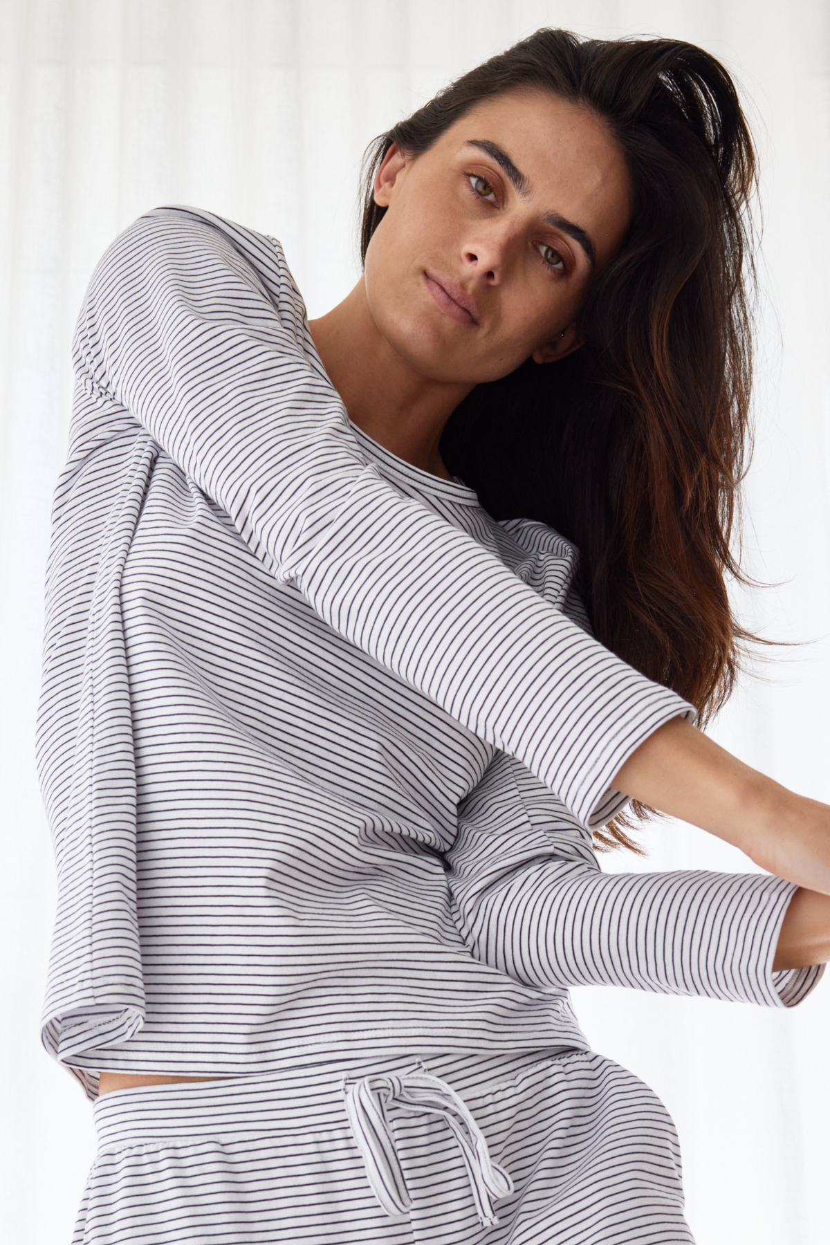 Long sleeve tee PJ set - Navy stripe