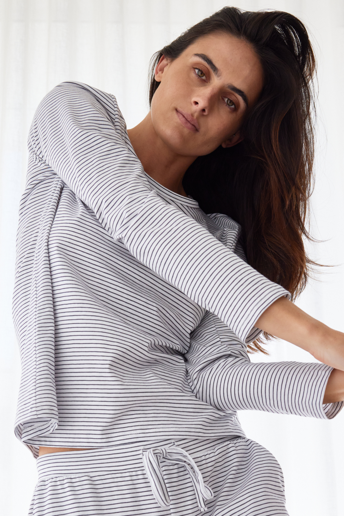 Long sleeve tee PJ set - Navy stripe