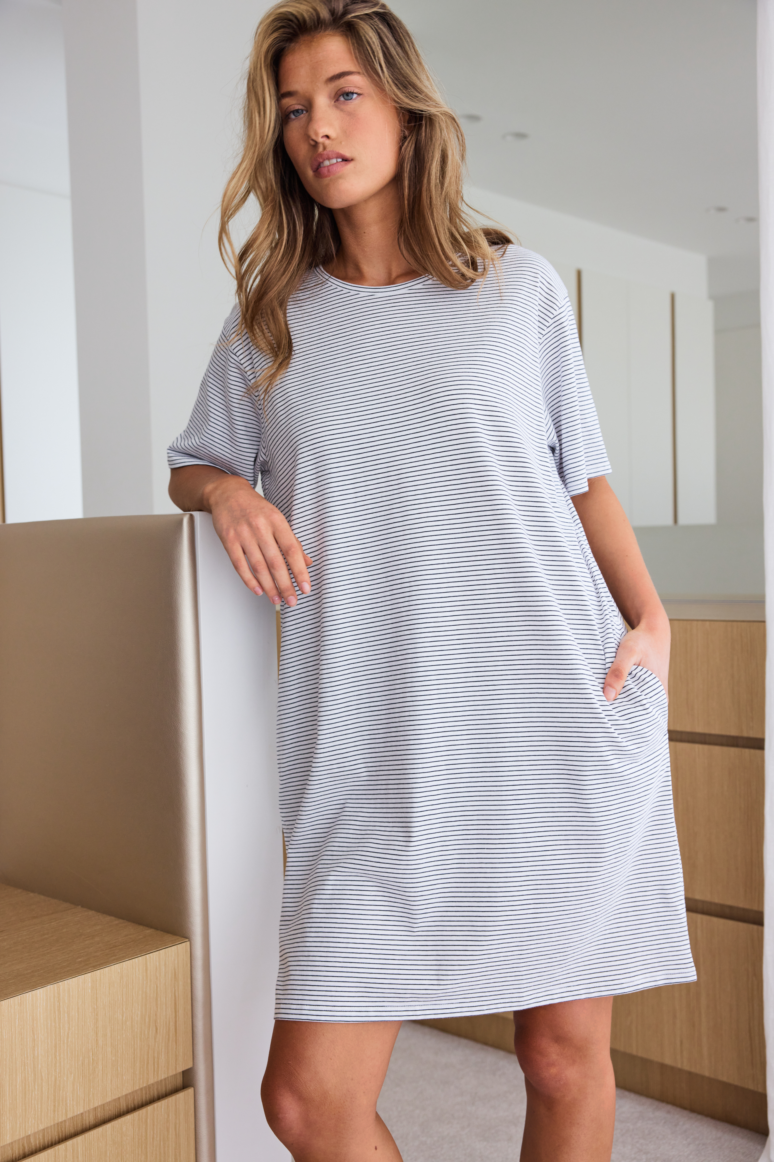 Boxy tee dress - Navy stripe