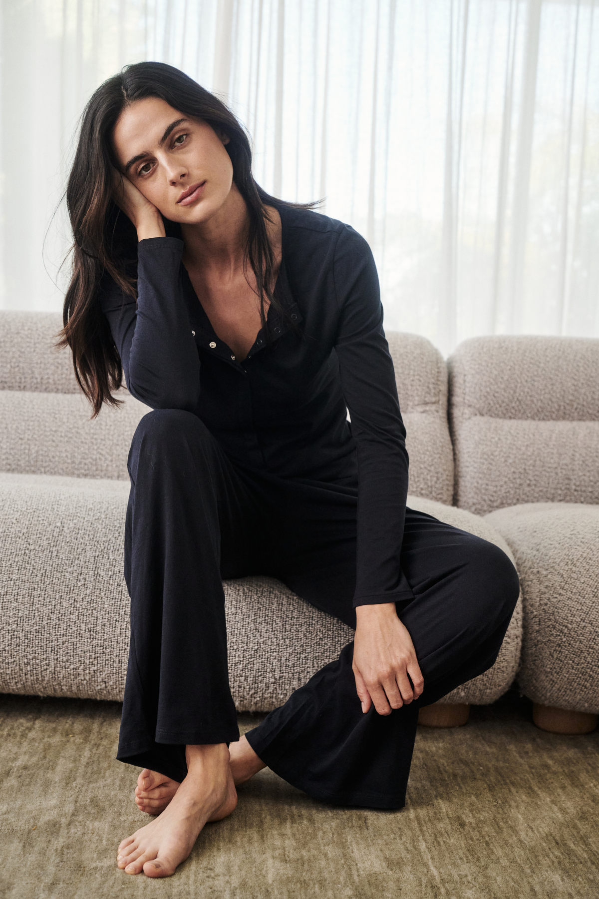 Button down lounge PJ set - Deep navy